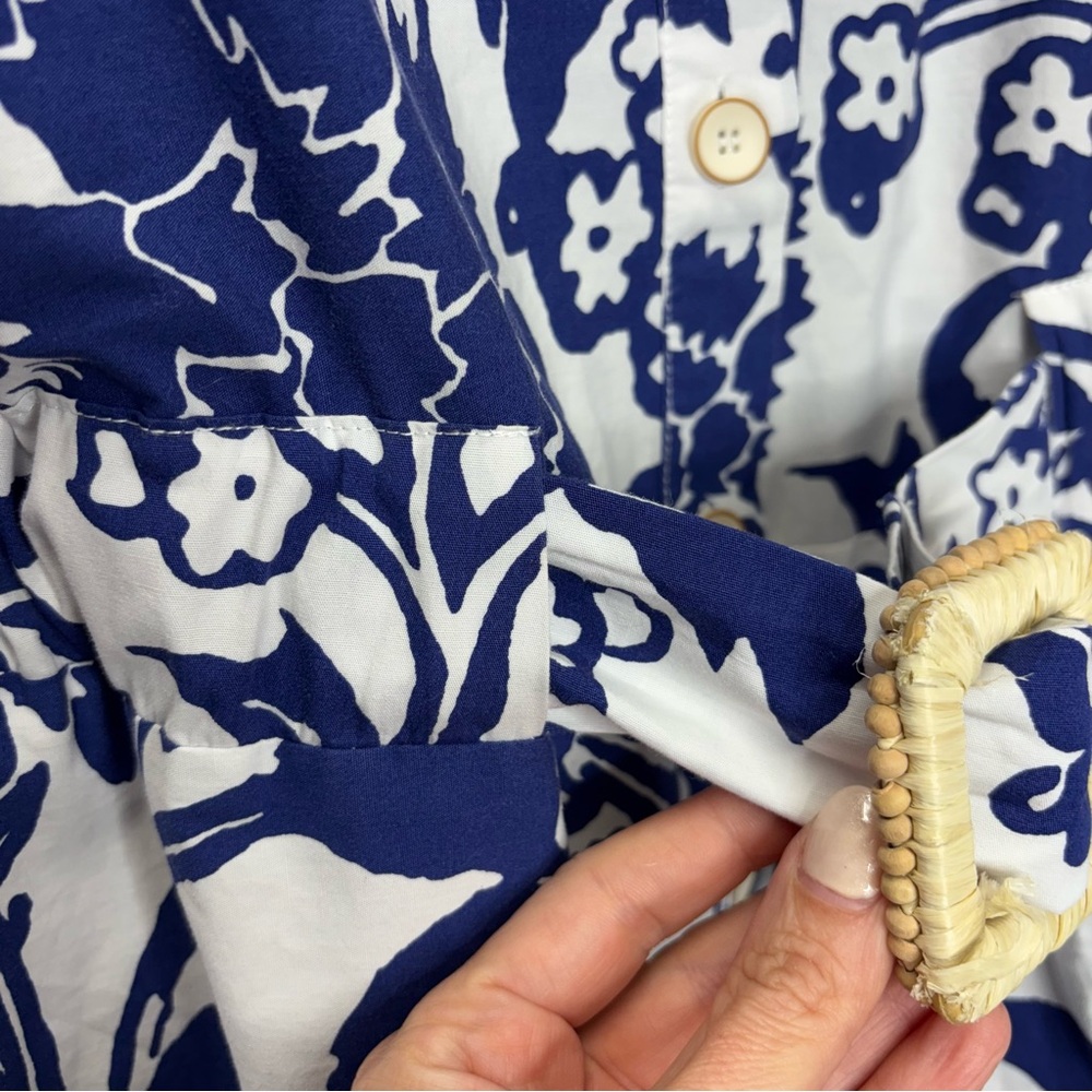 ZARA WOMAN FLORAL PRINT MIDI DRESS BELTED BLUE WHITE 3401/243 - Picture 9 of 10